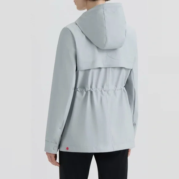 HUNTER Abbey Short Rubberized Rain Jacket w/ Hood XL Silver Grey NWT - Picture 13 of 17